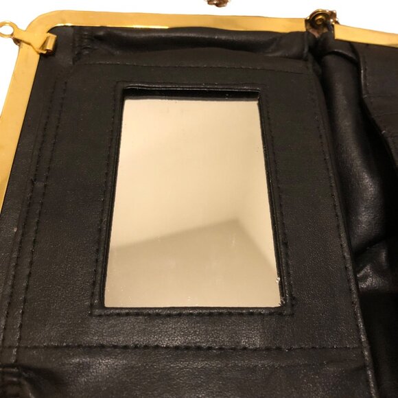 Vintage Solid Black Gold Hardware Crossbody Clutch - Picture 10 of 11